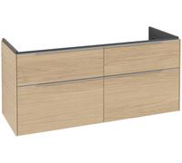 Villeroy & Boch Subway 3.0 armoire sous lavabo, éclairage LED, 4 tiroirs, lavabo au centre, 1272x576x478mm, C602L0VJ, Couleur: Façade/carcasse : chêne nordique, poignée : aluminium brillant