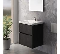 Villeroy & Boch Subway 3.0 Lavabo avec meuble bas evineo ineo5 evo l: 58 cm, 2 tiroirs, avec poignée encastrée,, 4A706001+BE0723BM,
