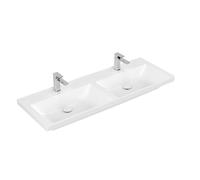 Villeroy & boch subway 3.0 lavabo de meuble 130x47x16.5cm rectangle 2 trous de robinetterie 2 éviers sans trou de débordement blanc alpin gloss ceramic 4a71d101