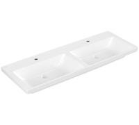 Villeroy & Boch Subway 3.0 lavabo double armoire, 2 trous pour robinet, sans trop-plein, non rectifié, 1300x475mm, 4A71D101, Couleur: blanc-alpin