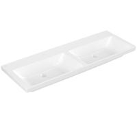 Villeroy & Boch Subway 3.0 lavabo double armoire, sans percement pour la robinetterie, sans trop-plein, non rectifié, 1300x475mm, 4A71D301, Couleur: blanc-alpin