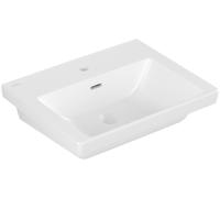 Villeroy & Boch Subway 3.0, lavabo rectangulaire, 1 trou pour robinetterie, avec trop-plein, compatible avec robinetterie 3 trous, 550x440mm, 4A7055RW, Couleur: Blanc pierre CéramiquePlus