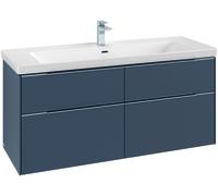 Villeroy & Boch Subway 3.0, meuble pour lavabo, 1272x576x478 mm, 4 tiroirs, 2, C60200RH, Couleur: Façade/carcasse : Chêne du Kansas, poignée : aluminium brillant