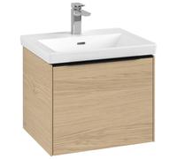 Villeroy & Boch Subway 3.0 Meuble sous-lavabo, 1 tiroir, 523x429x448mm, C57901VJ, Couleur: Façade/carcasse : chêne nordique, poignée : noir volcan.