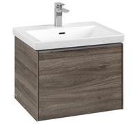 Villeroy & Boch Subway 3.0 Meuble sous-lavabo, 1 tiroir, 572x429x478mm, C57700RK, Couleur: Façade/carcasse : chêne rouvre, poignée : aluminium brillant