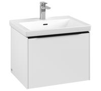 Villeroy & Boch Subway 3.0 Meuble sous-lavabo, 1 tiroir, 572x429x478mm, C57701VF, Couleur: Façade/carcasse : Blanc pur, poignée : Noir volcan.