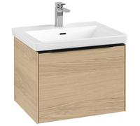 Villeroy & Boch Subway 3.0 Meuble sous-lavabo, 1 tiroir, 572x429x478mm, C57701VJ, Couleur: Façade/carcasse : chêne nordique, poignée : noir volcan.