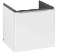 Villeroy & Boch Subway 3.0 Meuble sous-lavabo, éclairage LED, 1 tiroir, 473x429x408mm, C580L0VE, Couleur: Face/carcasse : Blanc brillant, poignée : aluminium brillant