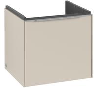 Villeroy & Boch Subway 3.0 Meuble sous-lavabo, éclairage LED, 1 tiroir, 473x429x408mm, C580L0VN, Couleur: Façade/carcasse : Gris Cachemire, poignée : aluminium brillant