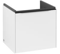 Villeroy & Boch Subway 3.0 Meuble sous-lavabo, éclairage LED, 1 tiroir, 473x429x408mm, C580L1VF, Couleur: Façade/carcasse : Blanc pur, poignée : Noir volcan.
