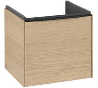 Villeroy & Boch Subway 3.0 Meuble sous-lavabo, éclairage LED, 1 tiroir, 473x429x408mm, C580L1VJ, Couleur: Façade/carcasse : chêne nordique, poignée : noir volcan.
