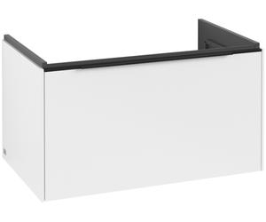 Villeroy & Boch Subway 3.0 Meuble sous-lavabo, éclairage LED, 1 tiroir, 772x429x478mm, C573L1VF, Couleur: Façade/carcasse : Blanc pur, poignée : Noir volcan.