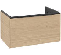 Villeroy & Boch Subway 3.0 Meuble sous-lavabo, éclairage LED, 1 tiroir, 772x429x478mm, C573L1VJ, Couleur: Façade/carcasse : chêne nordique, poignée : noir volcan.