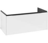 Villeroy & Boch Subway 3.0 Meuble sous-lavabo, éclairage LED, 1 tiroir, 973x429x478mm, C569L1VE, Couleur: Façade/carcasse : Blanc Brillant, poignée : Noir Volcan