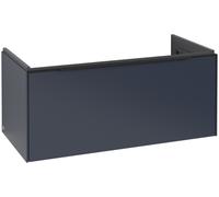 Villeroy & Boch Subway 3.0 Meuble sous-lavabo, éclairage LED, 1 tiroir, 973x429x478mm, C569L1VQ, Couleur: Avant/corps : bleu marine, poignée : noir volcan.