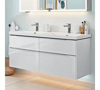 Villeroy & Boch Meuble sous-vasque Subway 3.0 C568L0VE 4 tiroirs LED poignée alu blanc brillant
