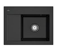 Villeroy & Boch Subway 45 Évier compact à encastrer 331301S5 à droite, avec garniture de vidage et commande manuelle, 650 x 510 mm, ébène