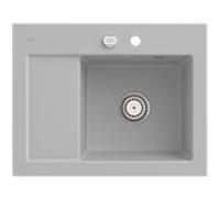 Villeroy & Boch Subway 45 Évier compact encastrable 331302SM à droite, avec garniture de vidage et commande excentrique, 650 x 510 mm, Steam