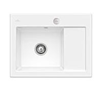 Villeroy & Boch Subway 45 Évier compact encastrable 331202KG à gauche, avec garniture de vidage et commande excentrique, 650 x 510 mm, blanc neige
