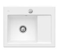 Villeroy & Boch Subway 45 Évier compact encastrable 331202RW gauche, avec garniture de vidage et commande excentrique, 650 x 510 mm, Stone White