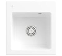 Villeroy & Boch Subway 45 XS évier encastrable 678101KG avec garniture de vidage et commande manuelle, 475 x 510 mm, Snow White