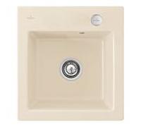 Villeroy & Boch Subway 45 XS évier encastrable 678102FU avec garniture de vidage et commande excentrique, 475 x 510 mm, Ivoire