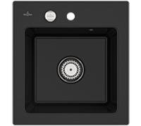 Villeroy & Boch Subway 45 XS évier encastrable 678102J0 avec garniture de vidage et commande excentrique, 475 x 510 mm, Chromite