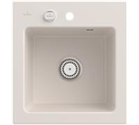 Villeroy & Boch Subway 45 XS évier encastrable 678102KR avec garniture de vidage et commande excentrique, 475 x 510 mm, Crema