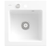 Villeroy & Boch Subway 45 XS évier encastrable 678102RW avec garniture de vidage et commande excentrique, 475 x 510 mm, Stone White