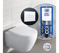 Villeroy & Boch Subway Pack complet cuvette suspendue à fond plat et bâti-support neeos,, 660310R1+16601WH#SET,