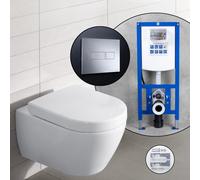 Villeroy & Boch Subway Pack complet cuvette suspendue à fond plat et bâti-support neeos,, 660310R1+16601CR#SET,