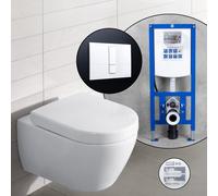 Villeroy & Boch Subway Pack complet cuvette suspendue à fond plat et bâti-support neeos,, 660310R1+16791WH#SET,