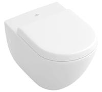 Villeroy & Boch Subway, WC à chasse d'eau plate, ovale, suspendu, sortie horizontale, 370x560x365mm, 660310R1, Couleur: Céramique blanche Plus