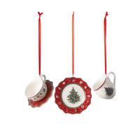 Villeroy & Boch Suspension de sapin de Noël service de table Toy's Delight. lot de 3 Blanc-rouge