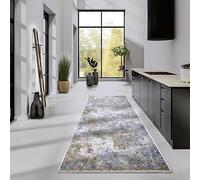 Villeroy & Boch Tapis à Poils Courts Joseph - Tapis de Salon Vintage - Tapis Moderne à Franges pour Salon, Chambre à Coucher, Salle à Manger, Couloir - Bleu crème, 80 x 190 cm