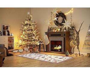 Villeroy & Boch Tapis Design nostalgique Toy's Delight - Couverture d'arbre de Noël et Chemin de Noël pour Salon, Chambre à Coucher, Salle à Manger, Couloir - Rouge Multicolore - 80 x 200 cm