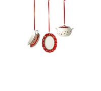 Villeroy & Boch - Toy’s Delight Decoration Ornements Plats de Service, 3 pièces, Ensemble de suspensions élégantes pour Le Sapin de Noël, Porcelaine, Multicolore, 3 x 6 cm