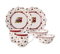 Villeroy & Boch - Toy’s Delight ensemble pour petit-déjeuner pour 2 locomotive 6 pièces multicolore, service de vaisselle Noël avec assiettes de petit-déjeuner, tasses et bol, porcelaine premium