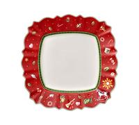 Villeroy & Boch - Toys Delight assiette carrée, assiette festive pour toutes les occasions, porcelaine premium, rouge, multicolore, adaptée au micro-ondes