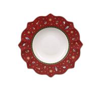 Villeroy & Boch - Toy's Delight Assiette Creuse Rouge et Blanc, Compatible Micro-Ondes, Vaisselle, Bol, Soupe, Ceramique, Article De Noël, Porcelaine Haut De Gamme