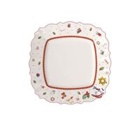 Villeroy & Boch Toy's Delight Assiette plate carrée, 28,5 x 28,5 cm, Porcelaine Premium, Blanc/Rouge