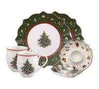 Villeroy & Boch Toy's Delight Ensemble de petit-déjeuner 6 pièces, set de vaisselle pour 2 personnes avec assiettes à petit-déjeuner, tasses et coquetiers, vaisselle de Noël, porcelaine de qualité