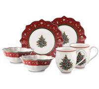 Villeroy & Boch Toy's Delight Ensemble petit-déjeuner pour 2 personnes "Breakfast for Two", 6 pièces, Porcelaine Premium, 750ML, Rouge