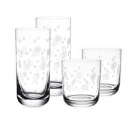 Villeroy & Boch Toy's Delight Lot de 4 verres à boire 2 verres à long drink (300 ml) et 250 ml avec motif pantographie de Noël Verre en cristal transparent