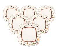 Villeroy & Boch Toy's Delight Lot de 6 assiettes plates carrées en porcelaine de qualité supérieure Blanc 28 x 28 cm