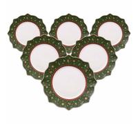 Villeroy & Boch Toy's Delight Lot de 6 assiettes plates de 28 cm - Vaisselle de Noël - Assiettes de service pour Noël - Porcelaine de qualité supérieure - Vert