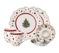 Villeroy & Boch Toy's Delight Lot de 6 pièces pour petit-déjeuner, ensemble de vaisselle pour 2 personnes avec assiettes à petit-déjeuner, tasses et coquetiers, vaisselle de Noël, porcelaine de
