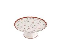 Villeroy & Boch Toy's Delight Petit plat à gâteau sur pied, 21 cm, Porcelaine Premium, Blanc/Rouge