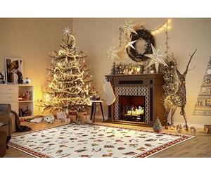 Villeroy & Boch Toy's Delight Tapis Design nostalgique Sapin de Noël et Sapin de Noël pour Salon, Chambre à Coucher, Salle à Manger, Couloir Rouge Multicolore 160 x 230 cm