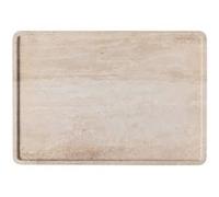 Villeroy & Boch - Manufacture Travertine plat de service grand format, beige, fait main, grand plateau en pierre naturelle ton sable, assiette pierre, vaisselle, travertin